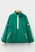 Half Zip Contrast Trim Pocketed Fleece Sweatshirt