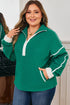 Half Zip Contrast Trim Pocketed Fleece Sweatshirt