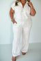Half Zip Polo Tee Loose Pant Two Piece Loungewear