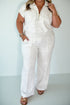 Half Zip Polo Tee Loose Pant Two Piece Loungewear
