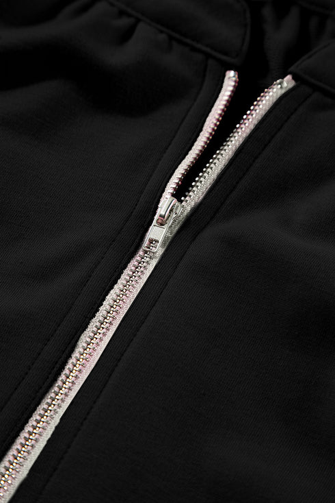 Half Zip Puff Sleeve Top and Ruffled Shorts Set