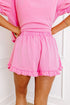 Half Zip Puff Sleeve Top and Ruffled Shorts Set