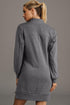 Half Zip Stand Collar Ribbed Panel Sweatshirt Dress
