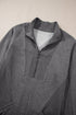 Half Zip Stand Collar Ribbed Panel Sweatshirt Dress