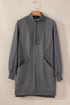 Half Zip Stand Collar Ribbed Panel Sweatshirt Dress