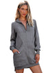 Half Zip Stand Collar Ribbed Panel Sweatshirt Dress