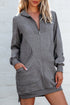 Half Zip Stand Collar Ribbed Panel Sweatshirt Dress