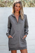 Half Zip Stand Collar Ribbed Panel Sweatshirt Dress