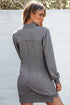 Half Zip Stand Collar Ribbed Panel Sweatshirt Dress