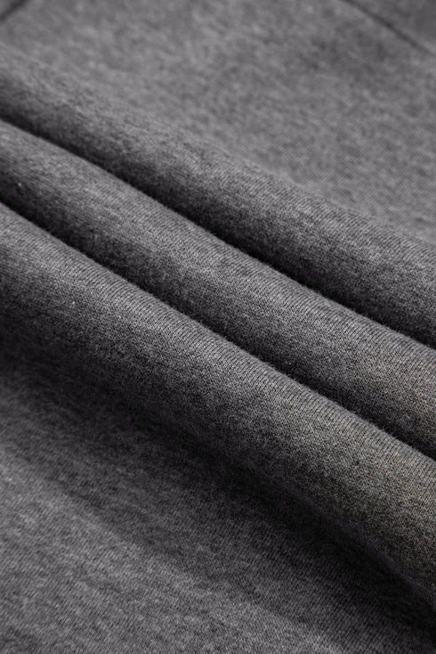 Half Zip Stand Collar Ribbed Panel Sweatshirt Dress