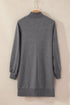 Half Zip Stand Collar Ribbed Panel Sweatshirt Dress