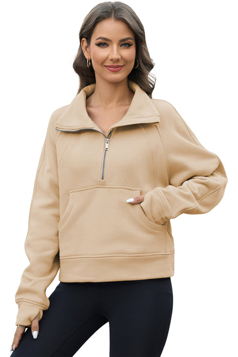 Half Zipper Kangaroo Pocket Sweatshirt