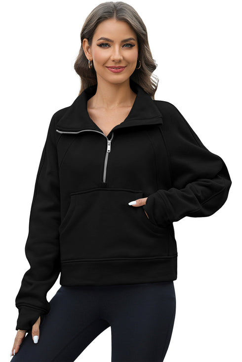 Half Zipper Kangaroo Pocket Sweatshirt