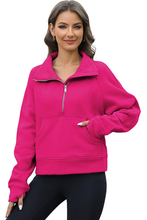 Half Zipper Kangaroo Pocket Sweatshirt