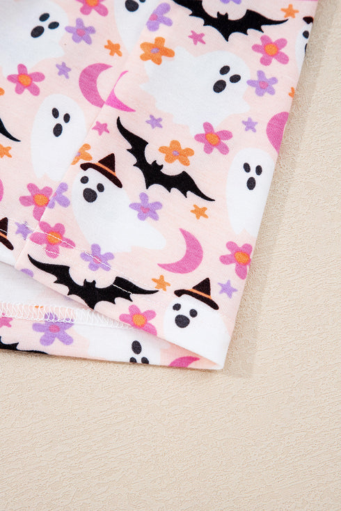 Halloween Bat Print Long Sleeve Soft Knit Pajama Set