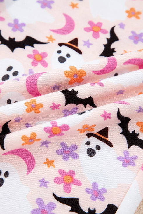 Halloween Bat Print Long Sleeve Soft Knit Pajama Set