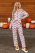 Halloween Bat Print Long Sleeve Soft Knit Pajama Set