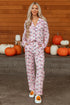 Halloween Bat Print Long Sleeve Soft Knit Pajama Set