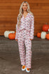 Halloween Bat Print Long Sleeve Soft Knit Pajama Set
