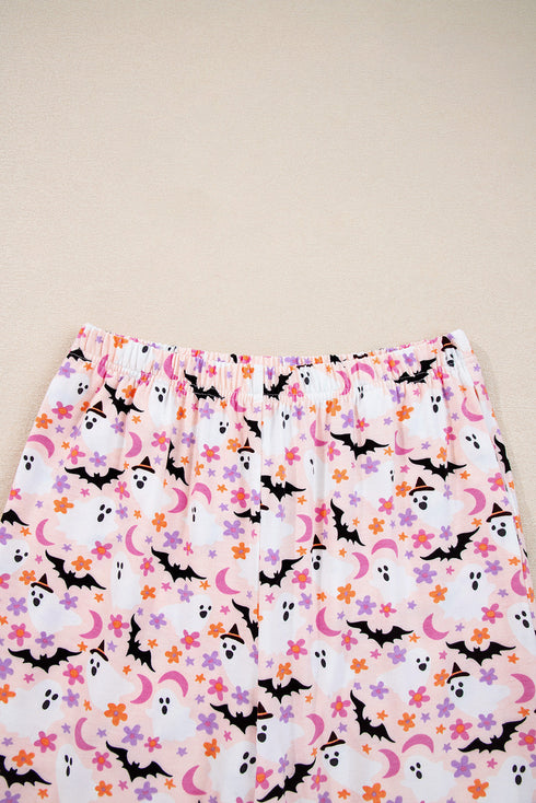 Halloween Bat Print Long Sleeve Soft Knit Pajama Set