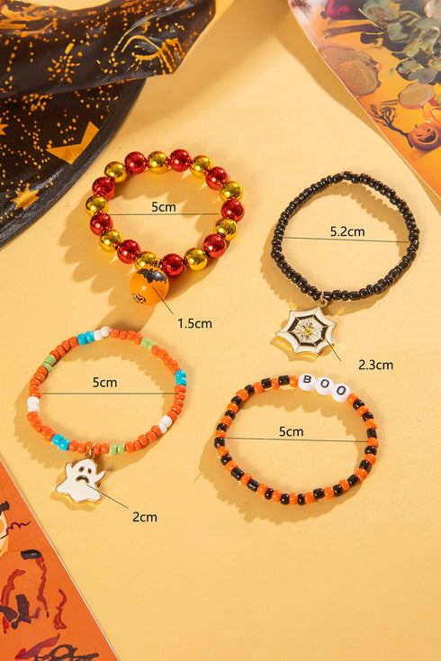Halloween Ghost Spider Web Beaded Charm Bracelet Set