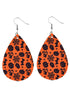 Halloween Pumpkin Bat Spider Web Leather Drop Earrings