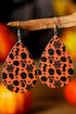 Halloween Pumpkin Bat Spider Web Leather Drop Earrings