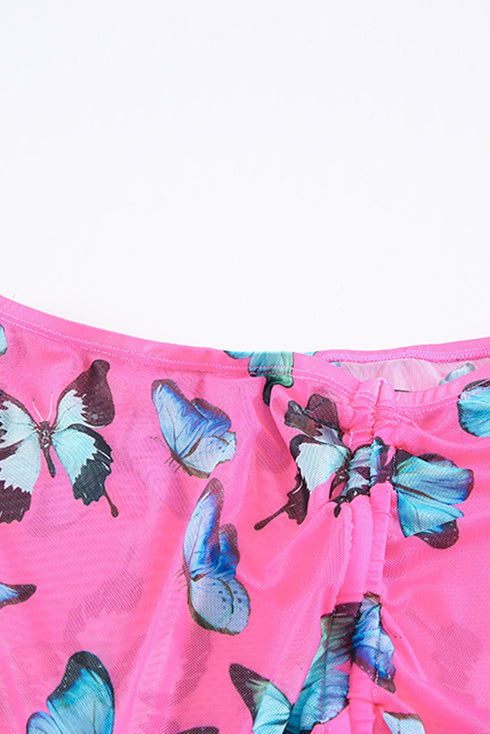 Halter Triangle Bikini With Drawstring Print Skirt