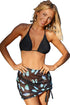 Halter Triangle Bikini With Drawstring Print Skirt