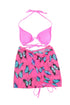 Halter Triangle Bikini With Drawstring Print Skirt