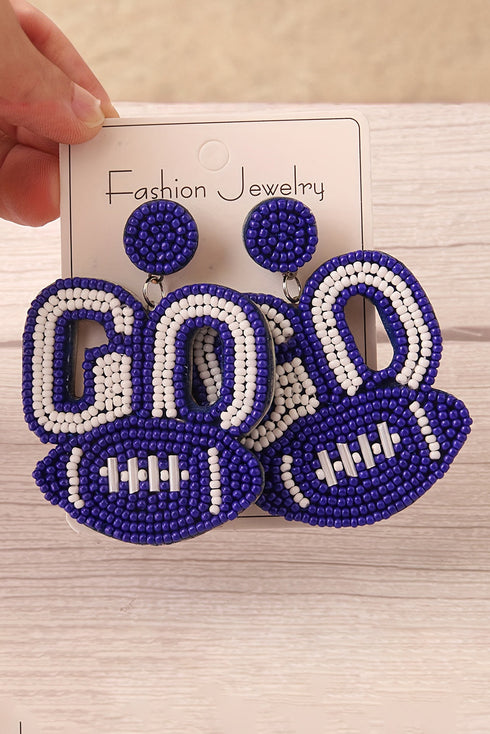 Handcrafted Beaded Rugby Football Sports Fan Earrings