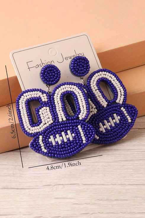 Handcrafted Beaded Rugby Football Sports Fan Earrings