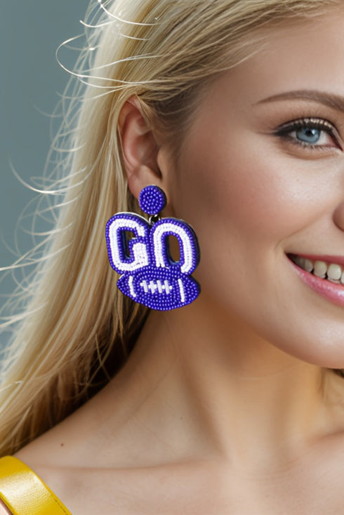 Handcrafted Beaded Rugby Football Sports Fan Earrings
