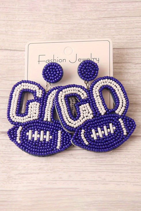 Handcrafted Beaded Rugby Football Sports Fan Earrings
