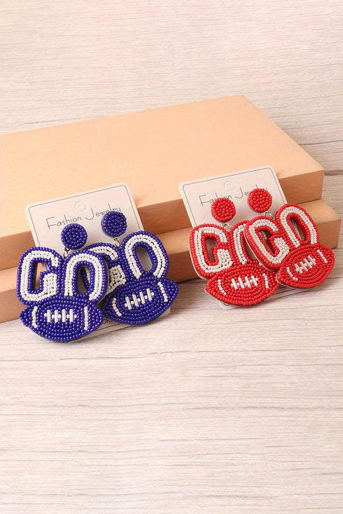 Handcrafted Beaded Rugby Football Sports Fan Earrings