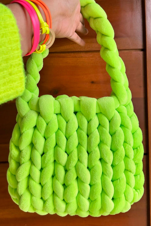 Handmade Woven Knit Open Top Textured Tote Bag
