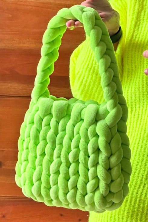 Handmade Woven Knit Open Top Textured Tote Bag