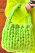 Handmade Woven Knit Open Top Textured Tote Bag