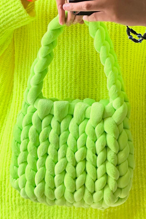 Handmade Woven Knit Open Top Textured Tote Bag