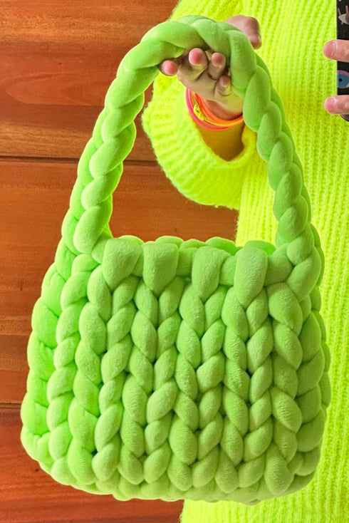 Handmade Woven Knit Open Top Textured Tote Bag