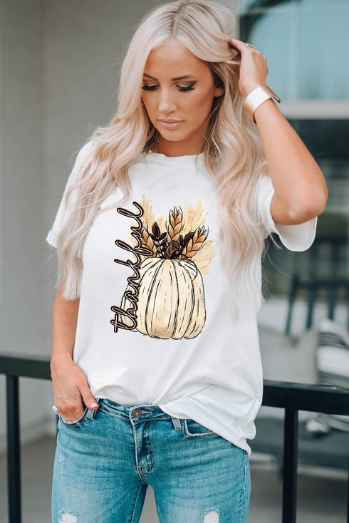Harvest Pumpkin Graphic Print Short Sleeve Tee