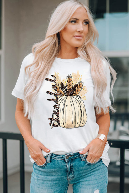 Harvest Pumpkin Graphic Print Short Sleeve Tee