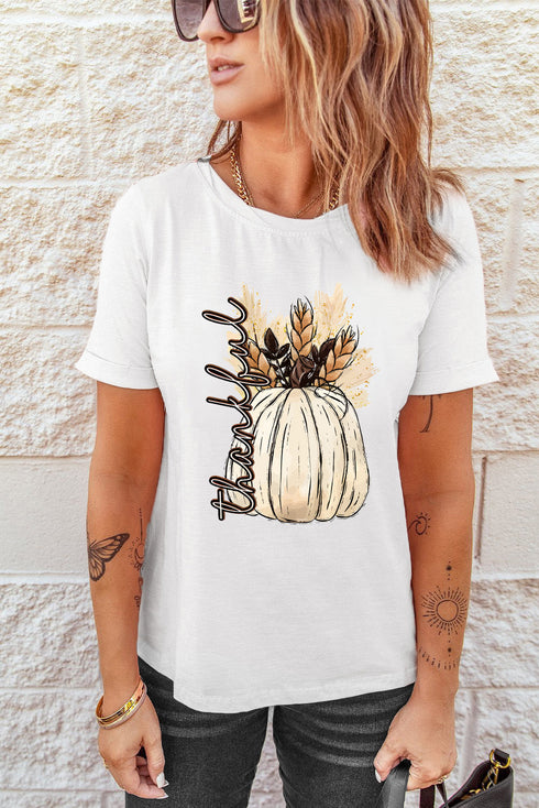 Harvest Pumpkin Graphic Print Short Sleeve Tee