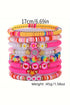 Heart And Flower Beaded Multi Strand Stackable Bracelet