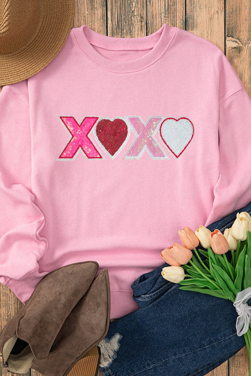Heart And Letter Graphic Soft Knit Sweatshirt