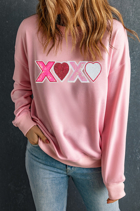 Heart And Letter Graphic Soft Knit Sweatshirt