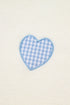 Heart Applique Checkered Cuff Crew Neck Sweater
