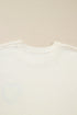 Heart Applique Checkered Cuff Crew Neck Sweater
