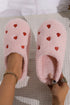 Heart Embroidered Plush Fleece Slip On House Slippers