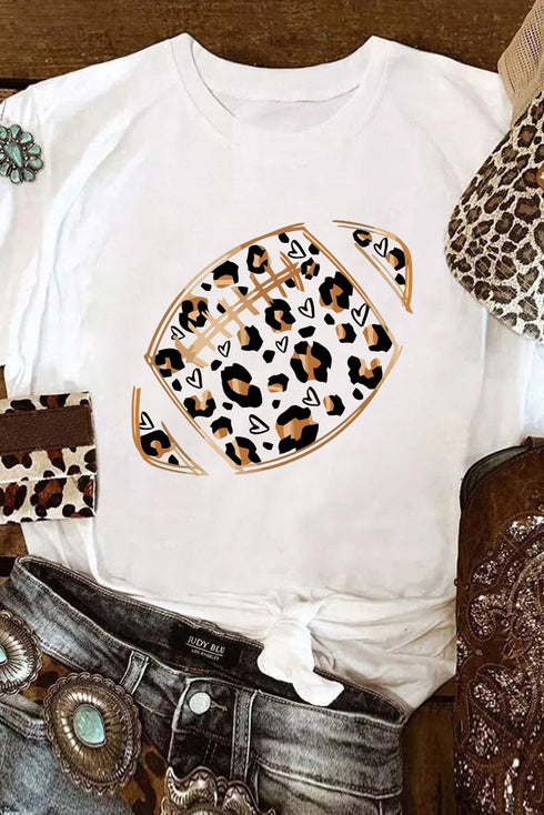 Heart Football Graphic Print Short Sleeve Crew Neck Tee